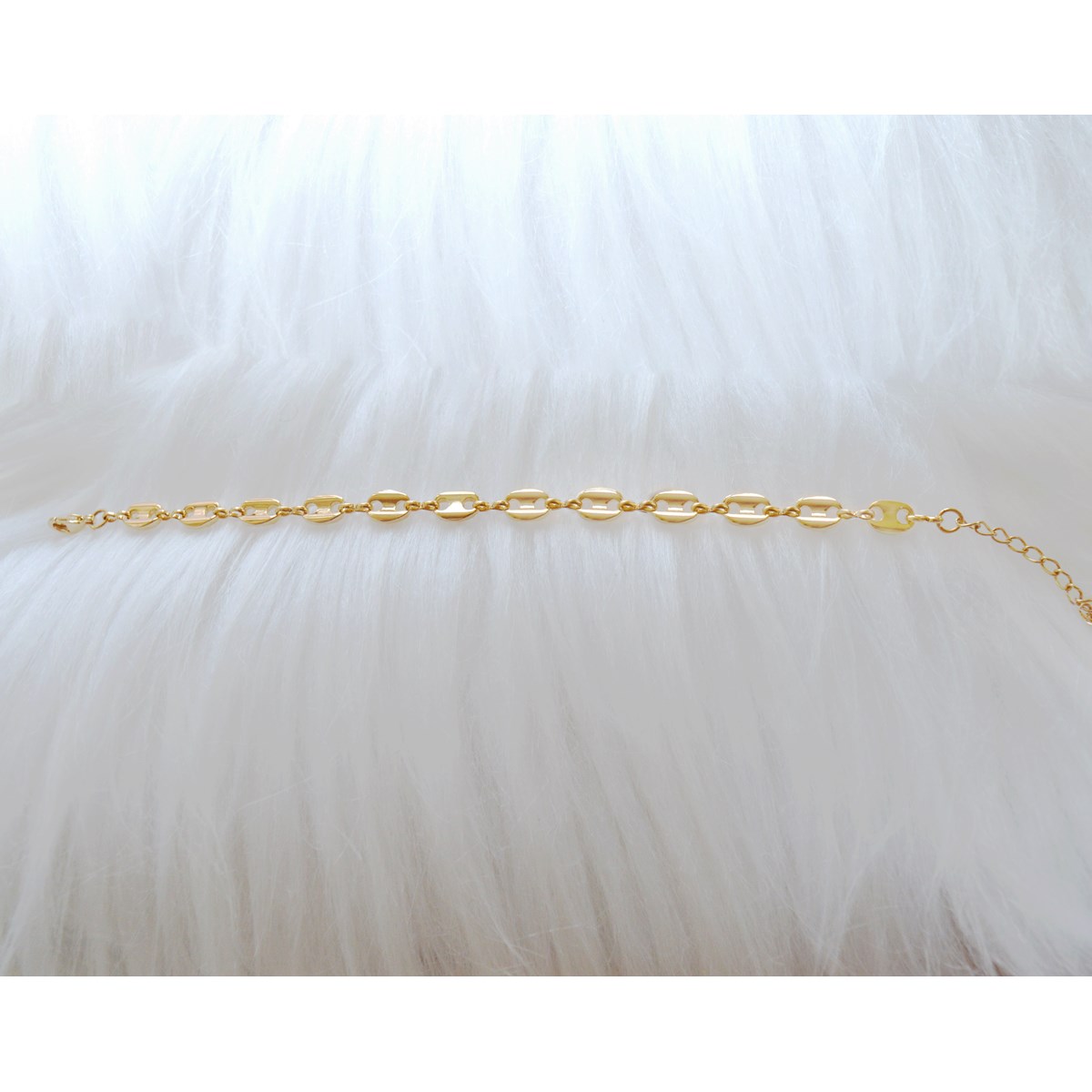 Bracelet souple  grain de  café  -Doré à l'or fin