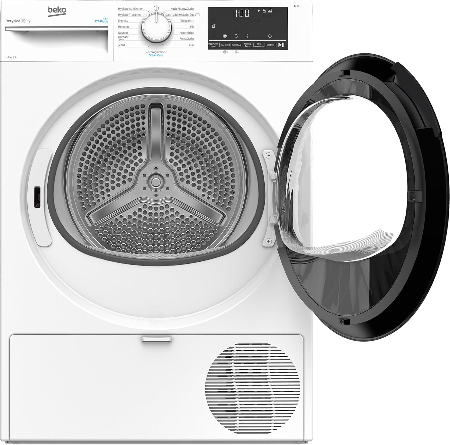 Beko B3T41239 Wäschetrockner 7KG, Frontlader Wärmepumpentrockner, Allergikergeeignet, 15 Programme, Dampffunktion, Extra schlank (54,3cm tief), Multifunktionsdisplay, Schontrommel, Weiß