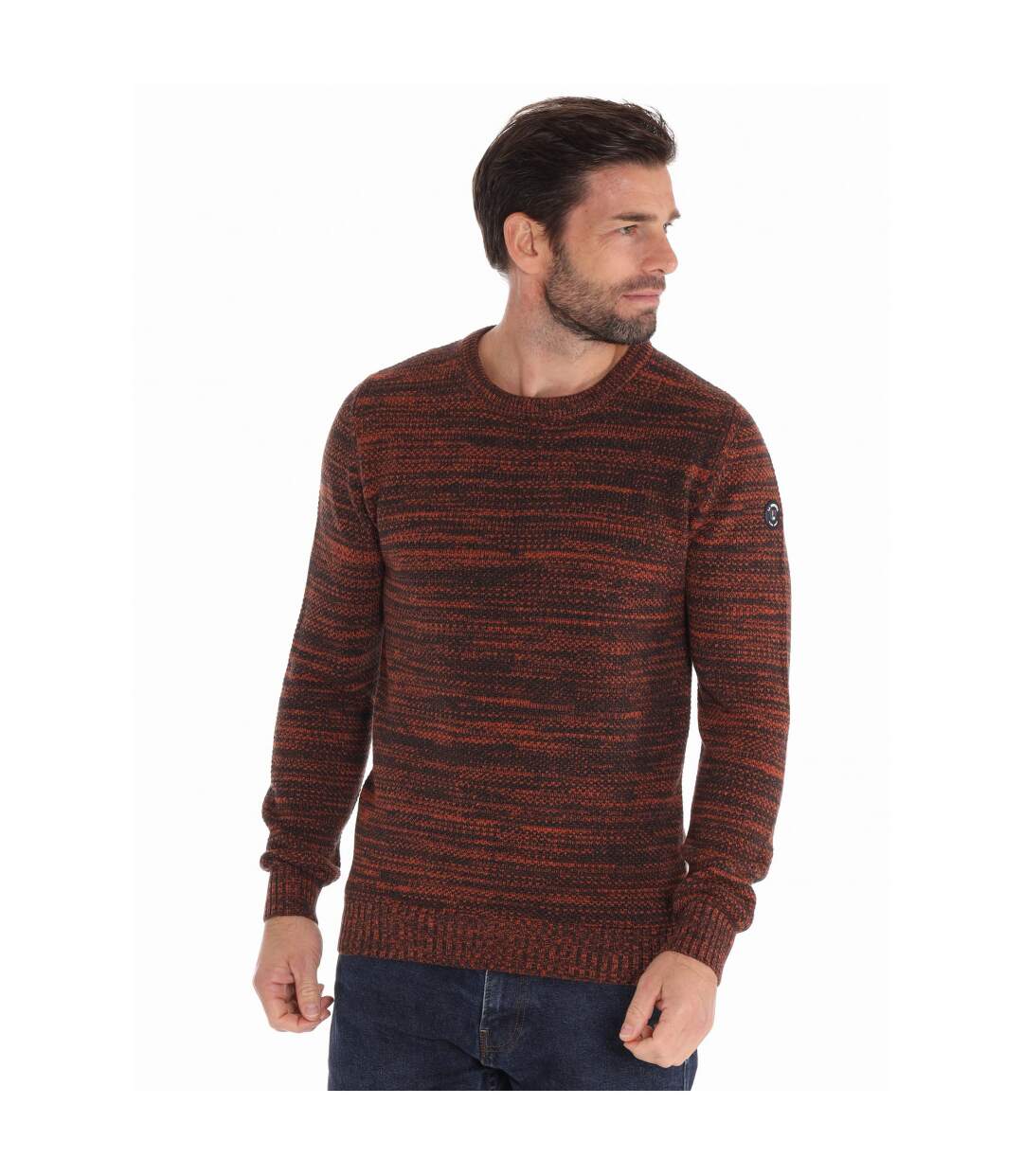 Pull col rond multicolore