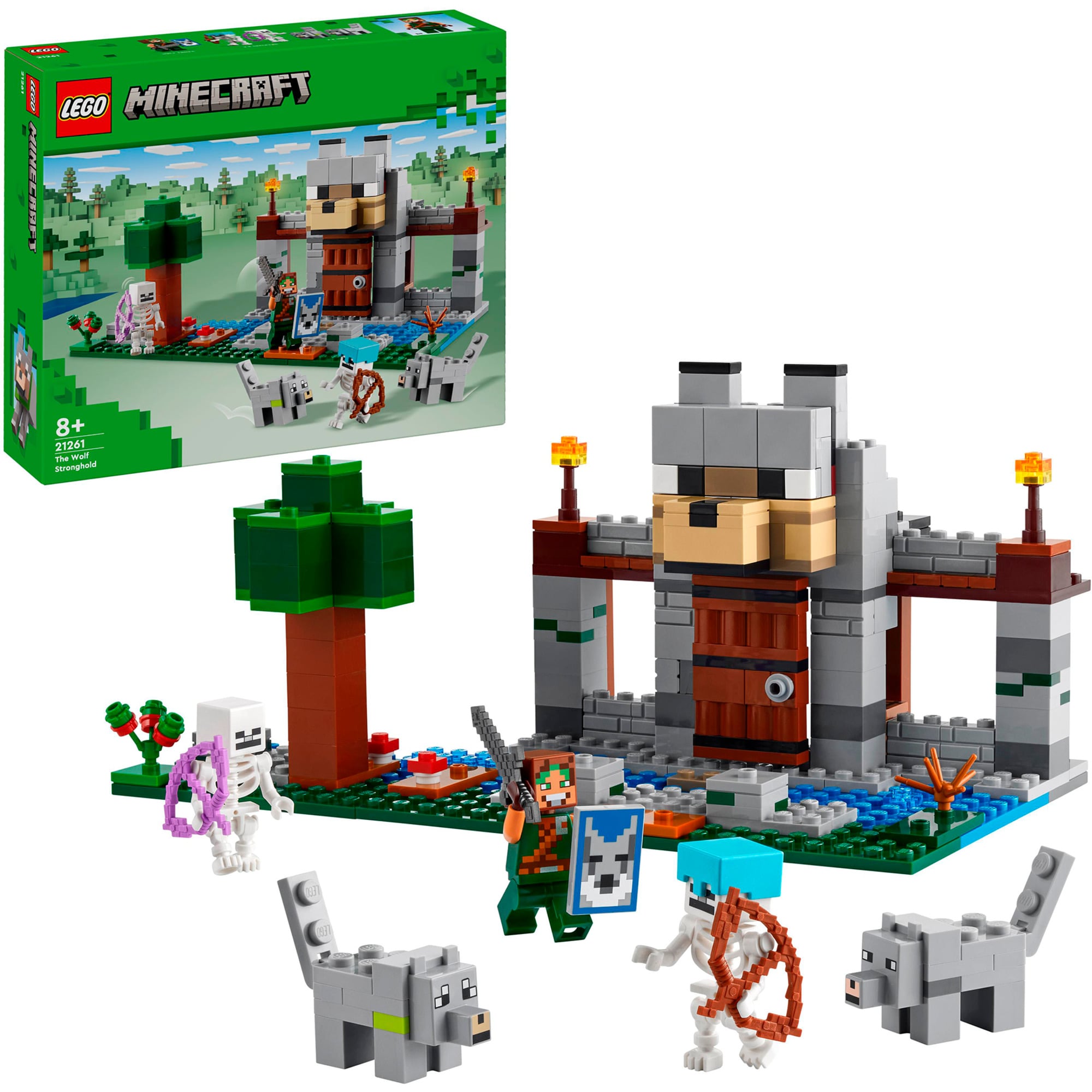 LEGO Konstruktionsspielzeug Minecraft Die Wolfsfestung