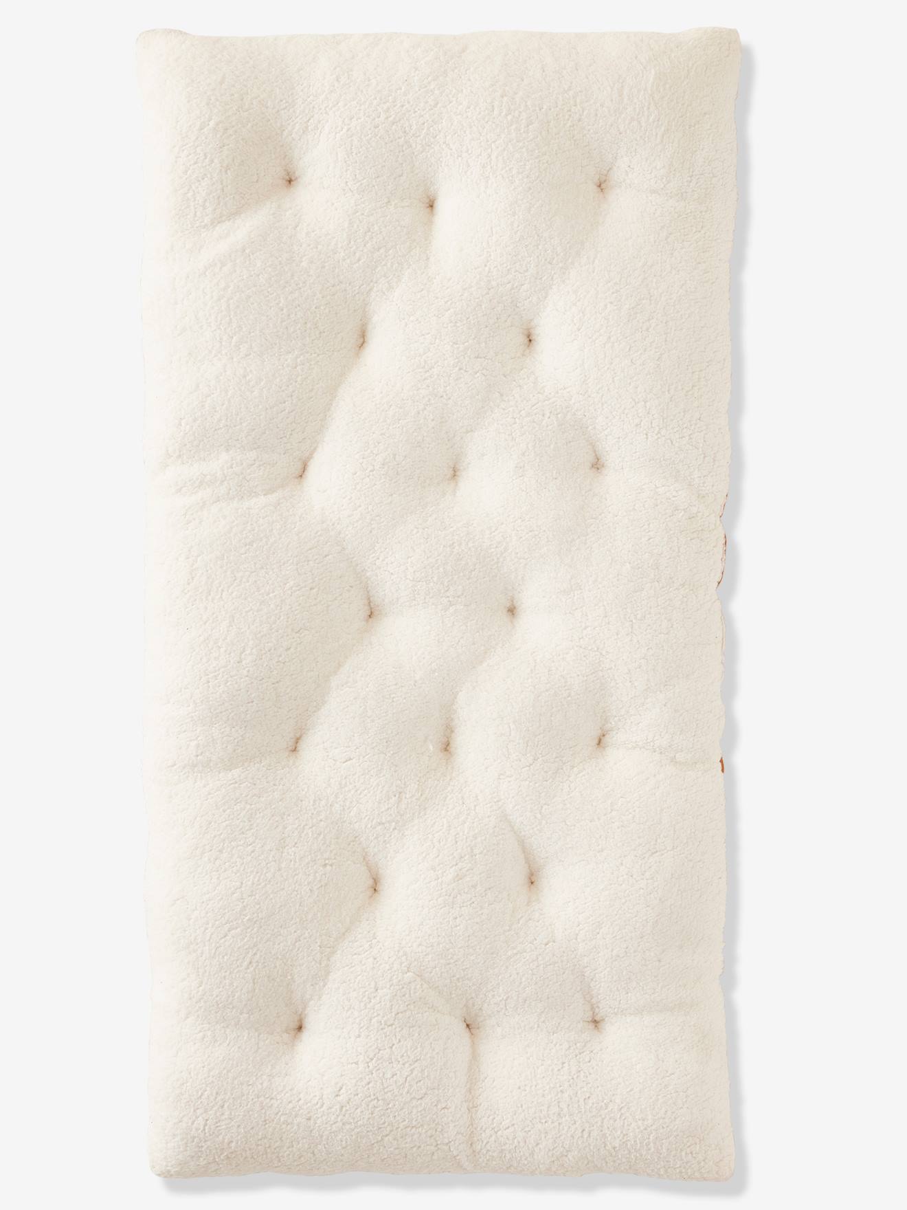 Colchão de chão Small Nomad bege liso, tamanho médio, com duas opções de tecido e estampa.