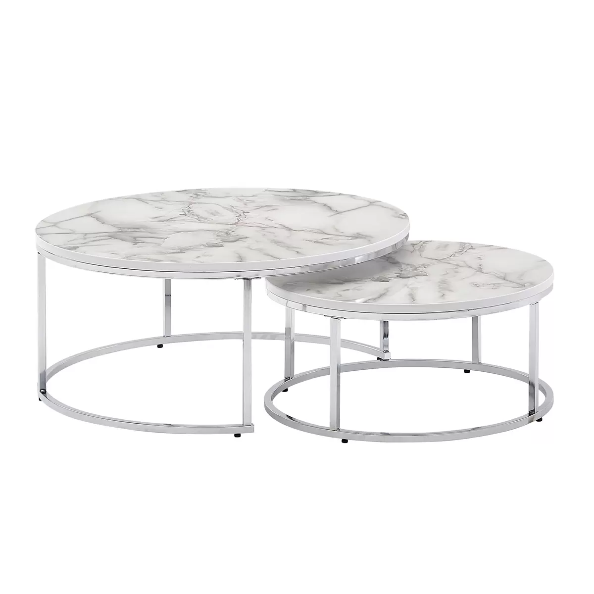 Beistelltisch 2er Set Paros schwarz,silber,weiss
