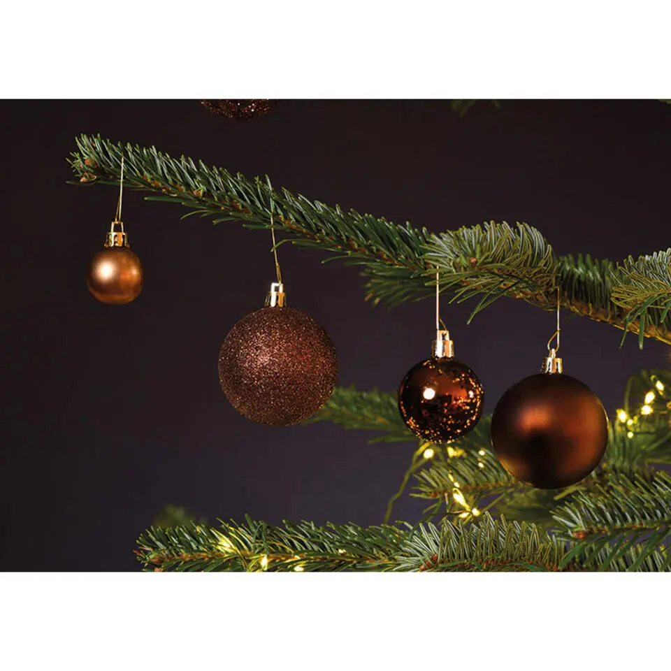 Wurm Kerstballen - 100st - kunststof - bruin - 3-4-6 cm