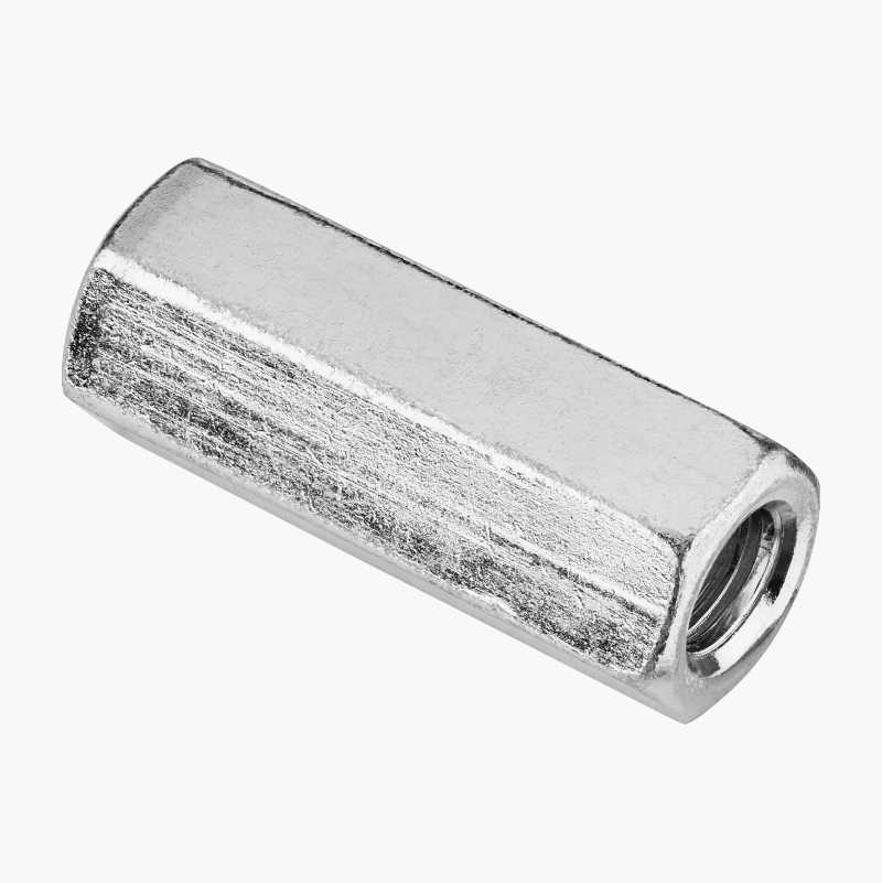 Skjøtemutter M10 x 45 mm, elforsinket, 2 stk.