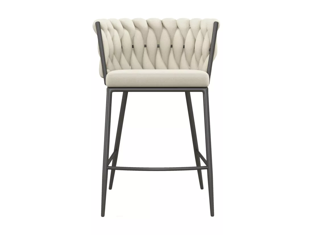 TESSA-Silla de bar de tela crema y metal negro