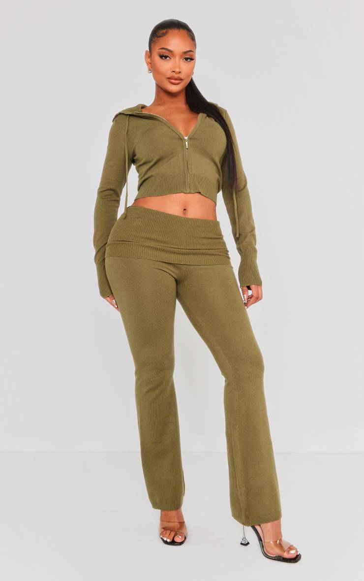 Kaki Legging En Maille Taille Haute À Revers Shape