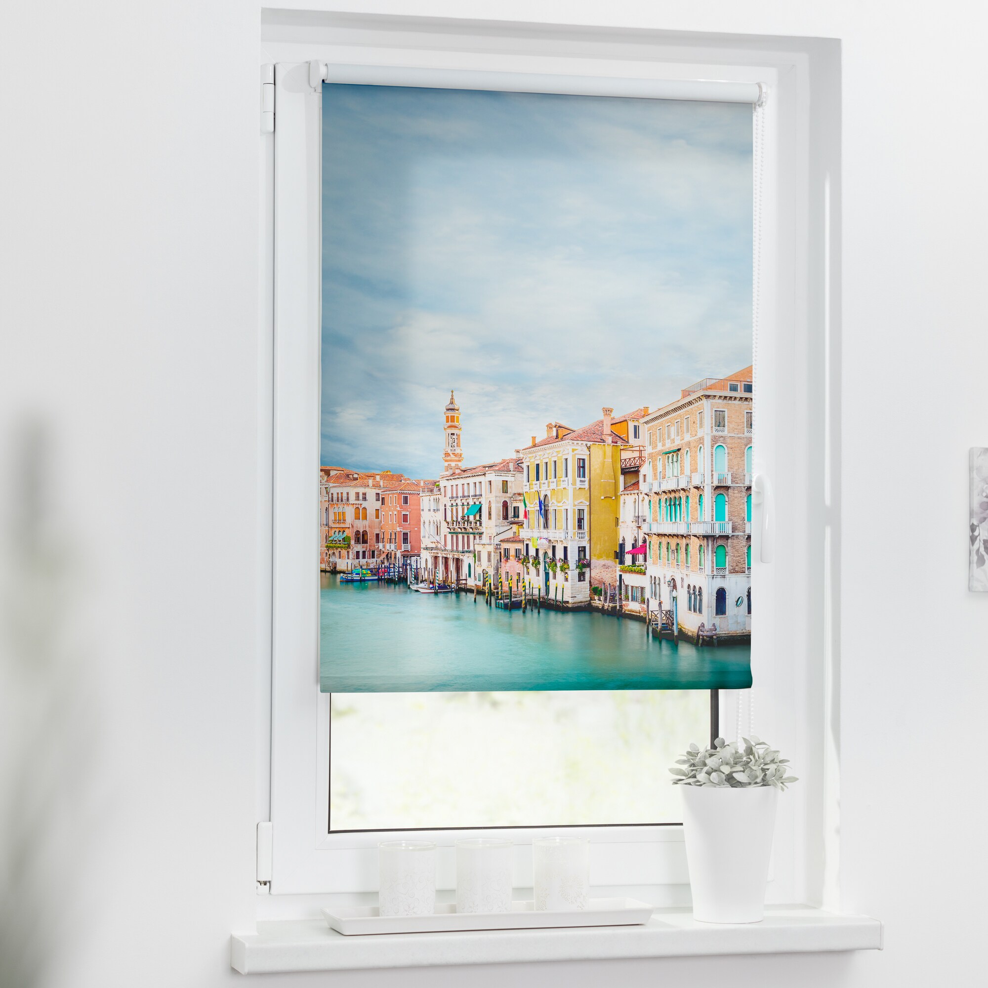 Lichtblick Rollo Klemmfix, ohne Bohren, Verdunkelung, Venedig - Blau