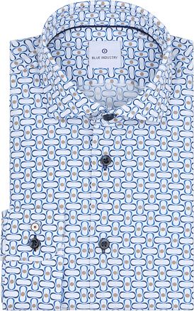 Blue Industry Overhemd Print Blauw 4118.41-WHITE kopen