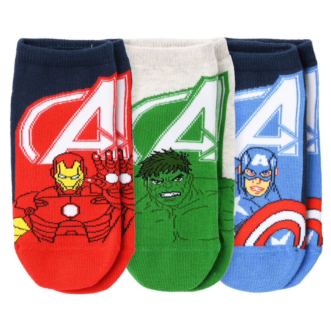 Topolino 3 Paar MARVEL Avengers Socken im Set rot / grün / blau
