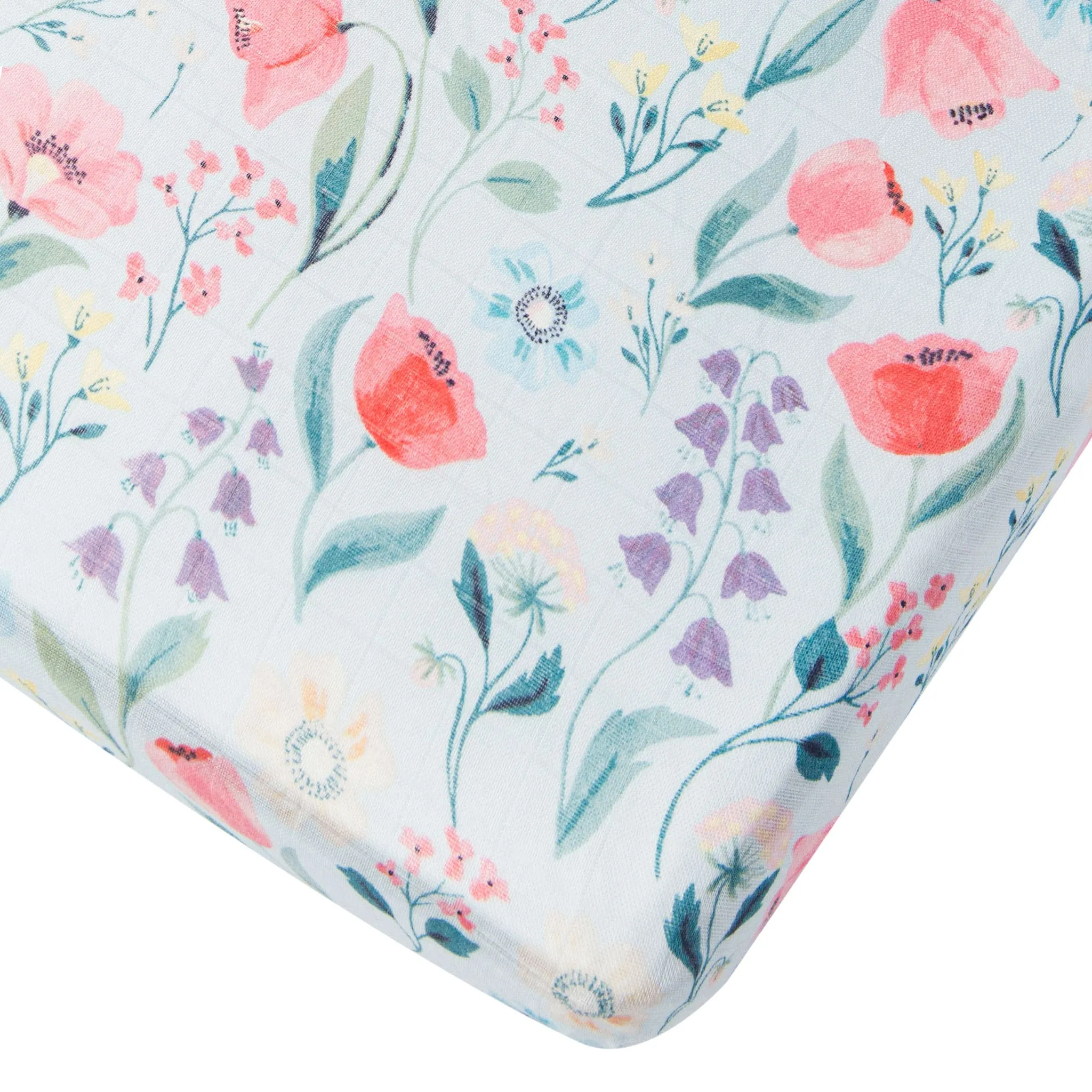 Loulou Lollipop Drap Contour pour Lit de Bébé - Mousseline Bambou Jacinthe
