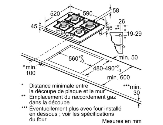 NEFF - Plaque gaz T26PIP4S0, N 70, FlameSelect, Verre trempé