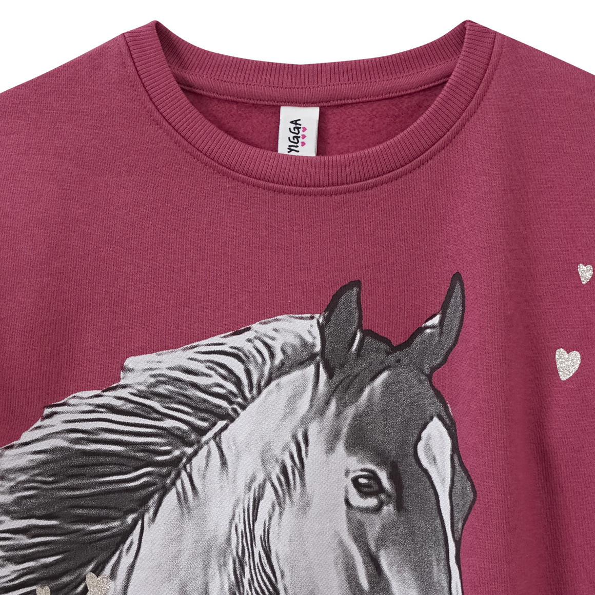 Yigga Mädchen Sweatshirt mit Pferde-Motiv dunkelrot