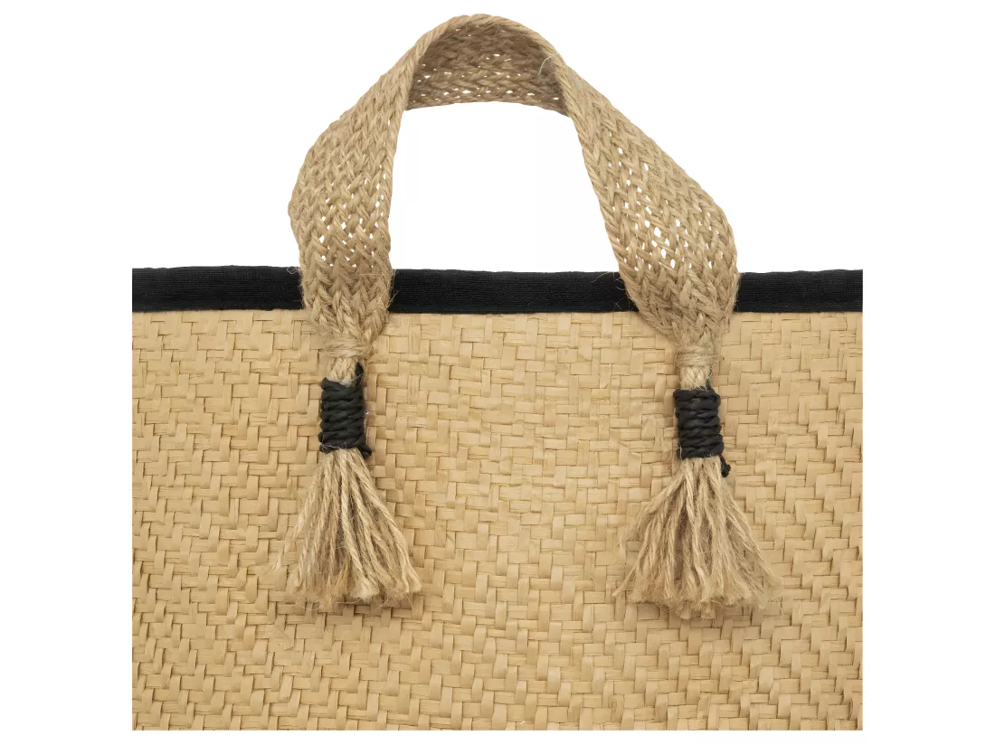 Lot de 3 Paniers de rangement avec doublure tissu et poignées en jute