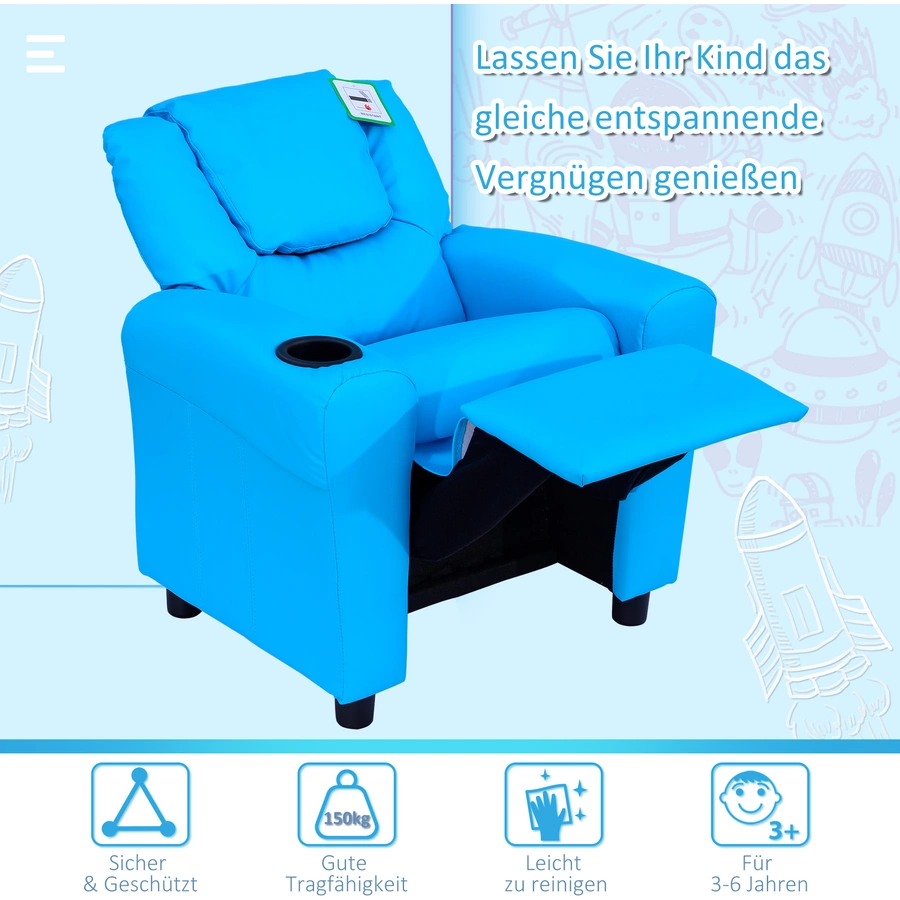 HOMCOM Kindersessel mit Liegefunktion blau