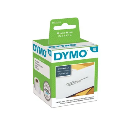 Dymo LabelWriter Adress-Etiketten, weiß permanent, 28 x 89 mm, 2 Rollen je 130 Etiketten