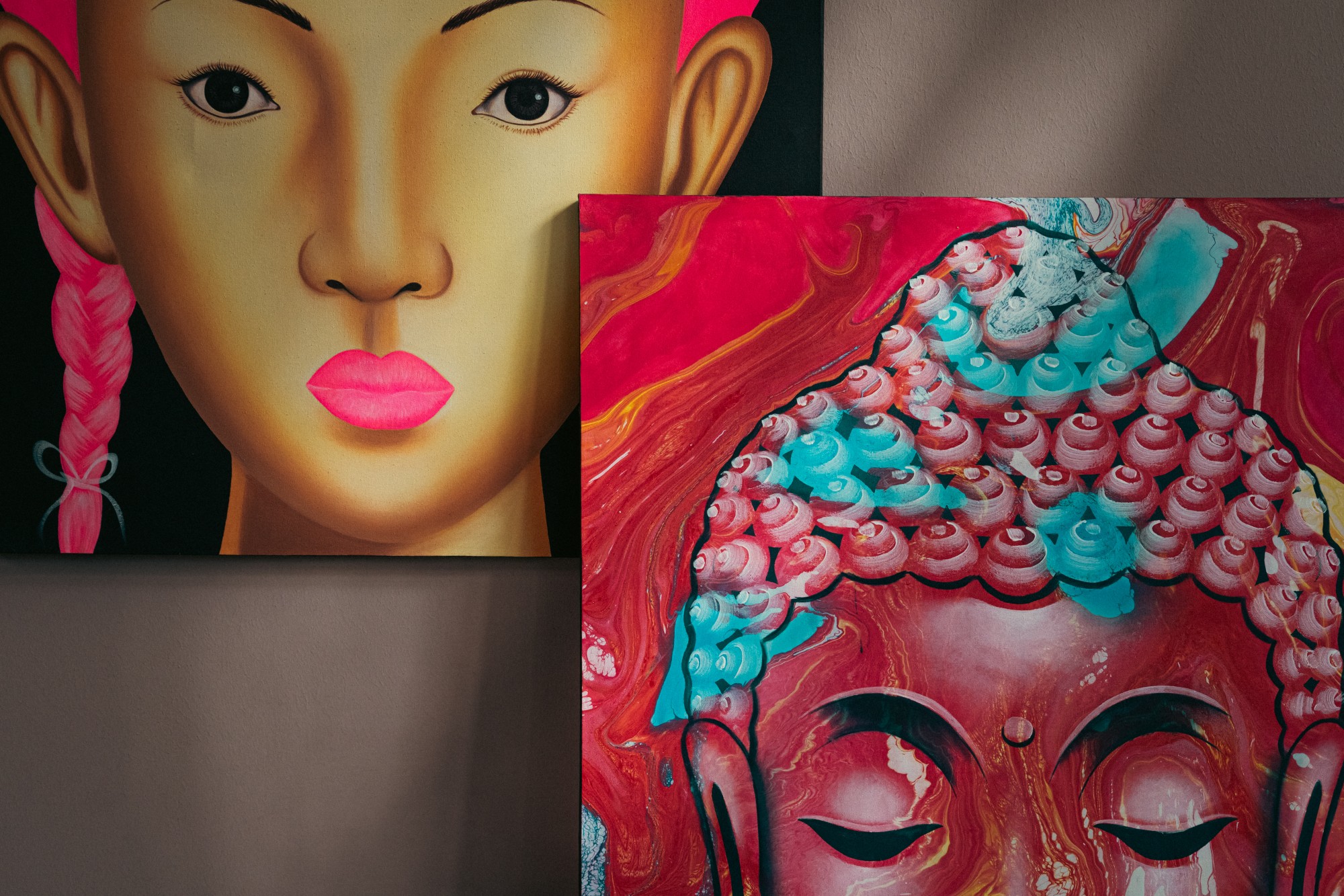 Gemälde 'Pink Girl', Acryl auf Leinwand, H 120 cm, B 100 cm von fischer's lagerhaus