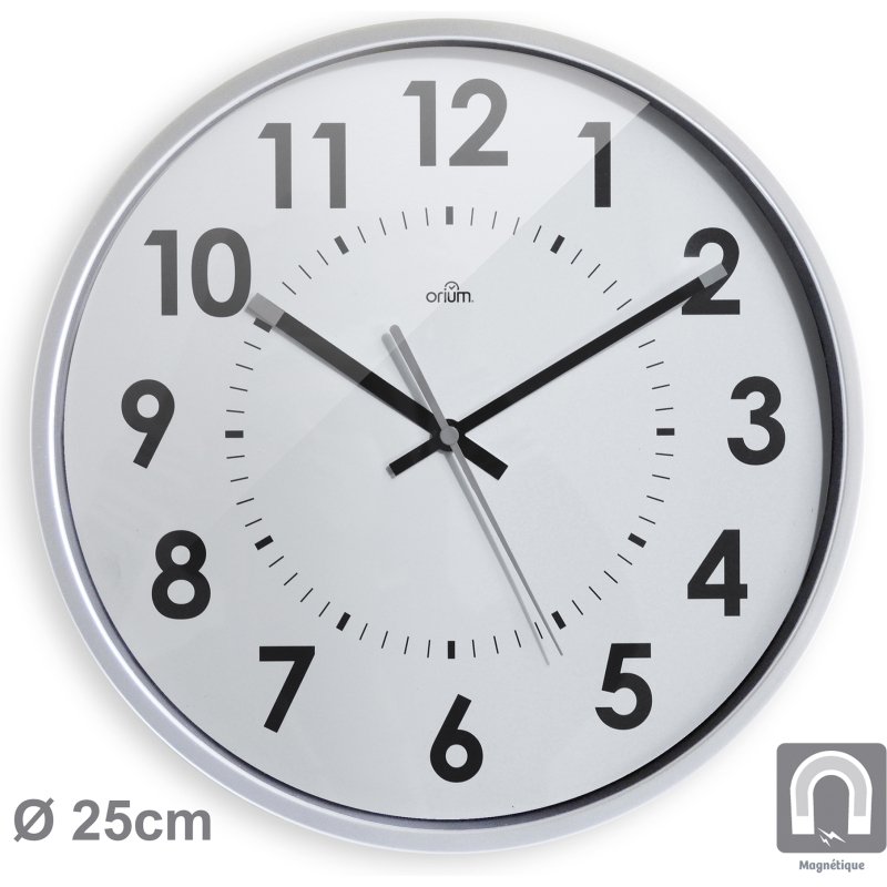 Horloge murale aimantée Ø 25 cm - À quartz