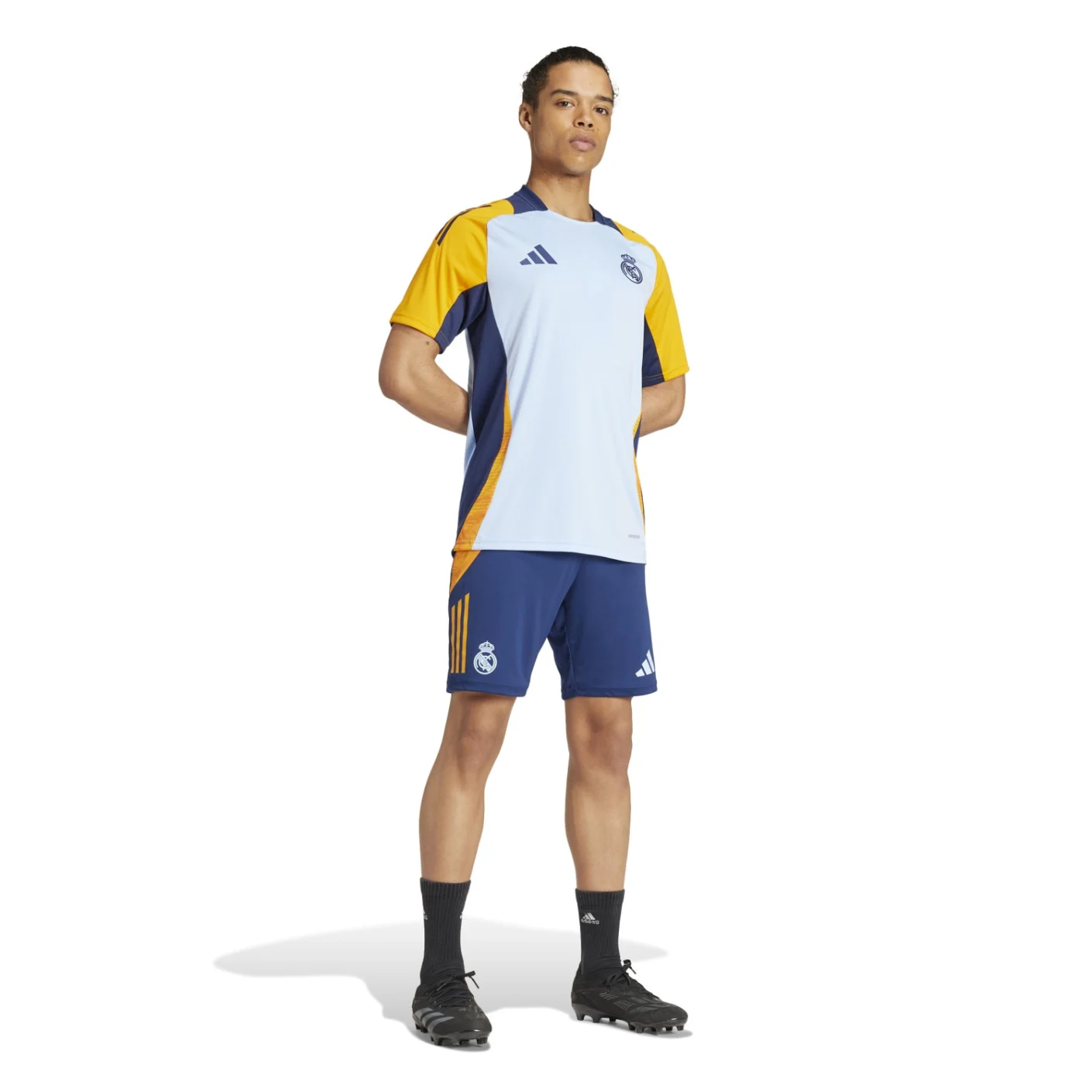 Adidas Real Madrid Trainingsbroekje 2024-2025 Donkerblauw Oranje Lichtblauw