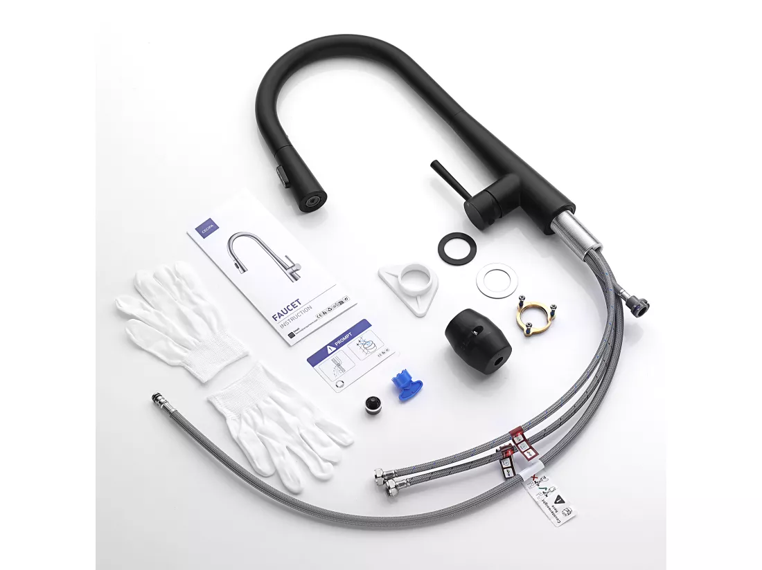 Cecipa max Mitigeur de Cuisine avec Douchette Extractible - Robinet d'Évier avec 3 Modes de Sortie D'eau - Mitigeur Cuisine en Inox - Noir,EU Modèle