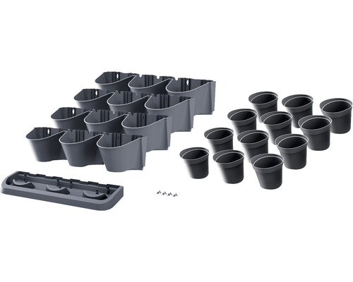 Pottenset voor kruiden & bloemen Wilk 68,5 x 19 x 54,6 cm kunststof grijs