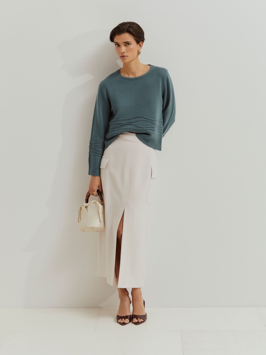 Camisola de lã com apliques