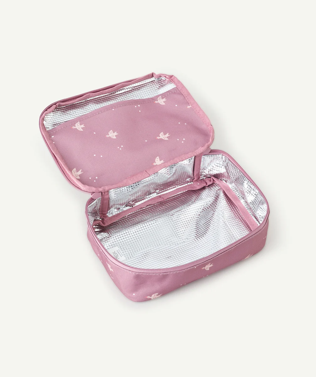 FRESKSAC ISOTHERME ROSE IMPRIMÉ OISEAU EN PLASTIQUE RECYCLÉ