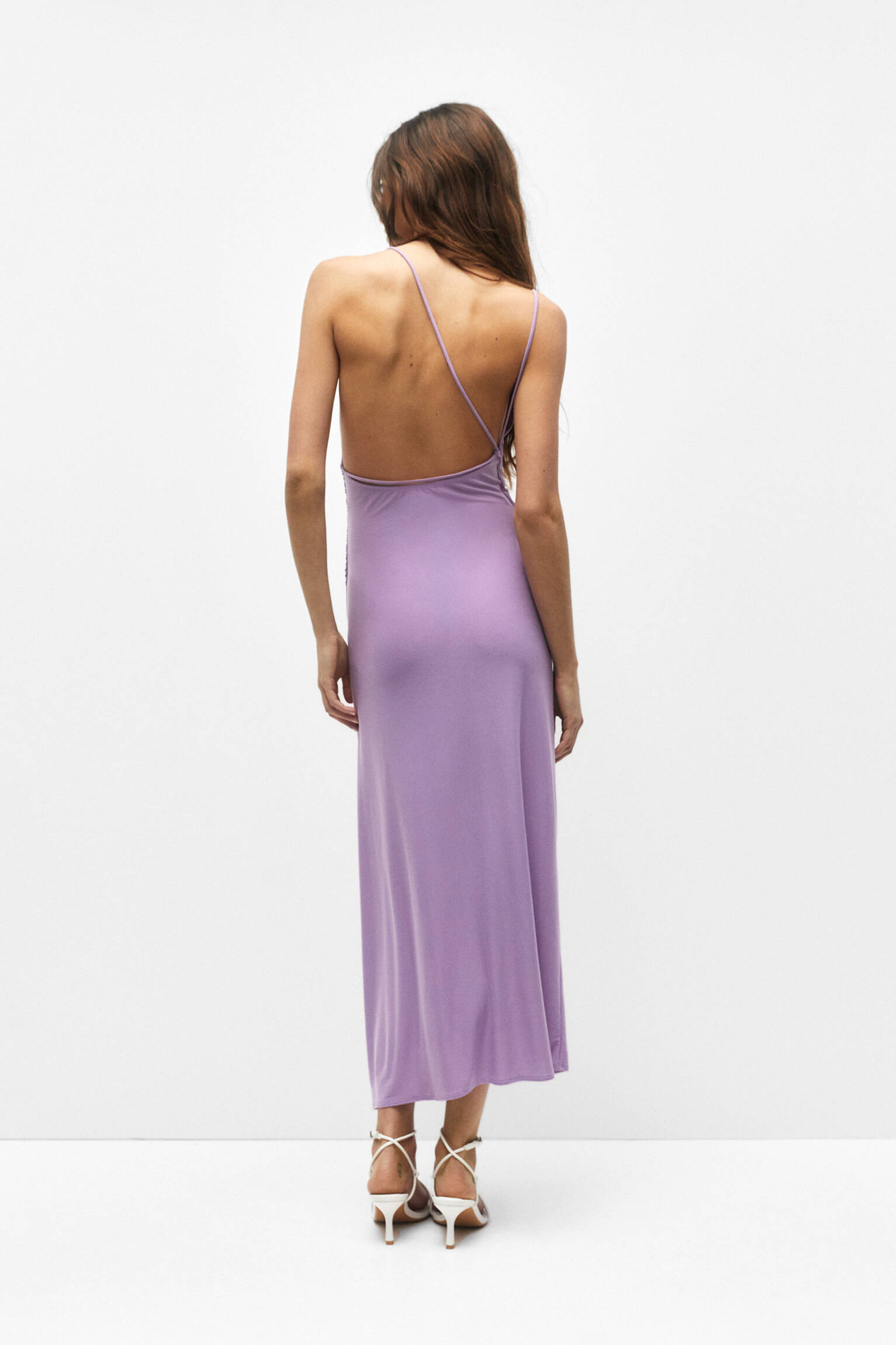 VESTIDO MIDI ASSIMÉTRICO - LILÁS CLARO