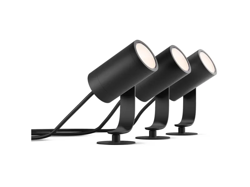 Philips Hue White and Color Ambiance Lily - Spotlys - LED - 8 W - 16 millioner farver - 2200-6500 K - sort, krom-matteret (pakke med 3)
