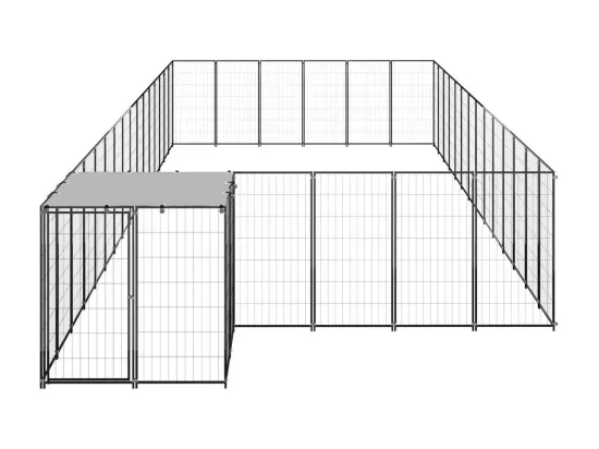 Chenil extérieur cage enclos noire 880 x 330 x 110 cm 02_0000516