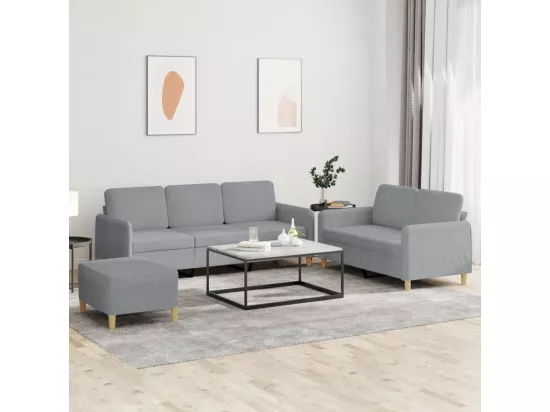 Ensemble de canapés 3 pcs avec coussins Gris clair Tissu
