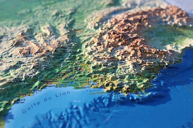 3D MAP - RELIEF FRANCE PHYSIQUE 61X41