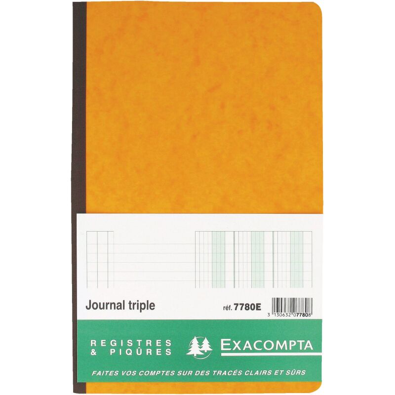 Registre standard journal 3 colonnes Exacompta 7780E, 19,5 x 32 cm 80 pages