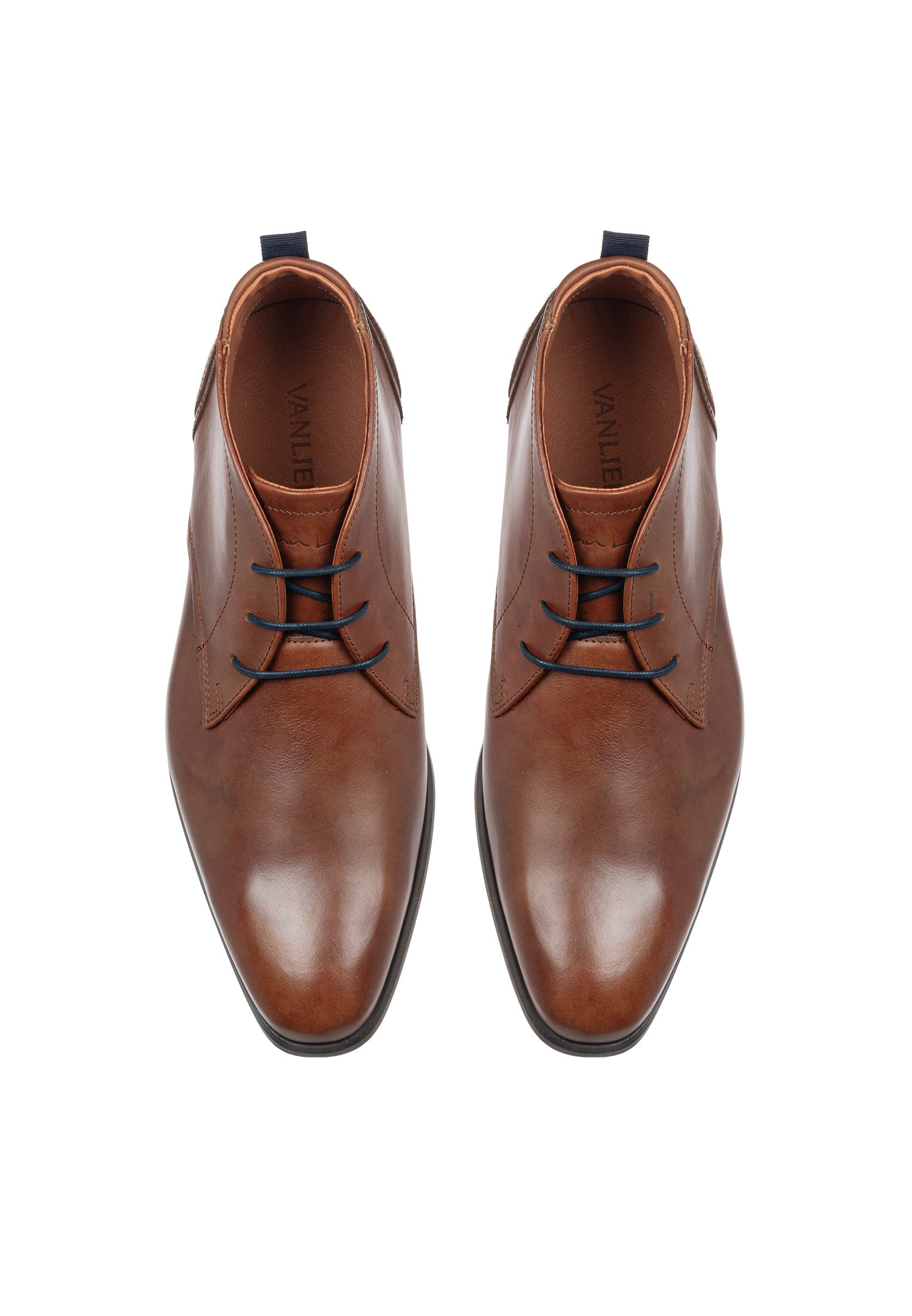 Cognac gladleren Erasmo veterschoen