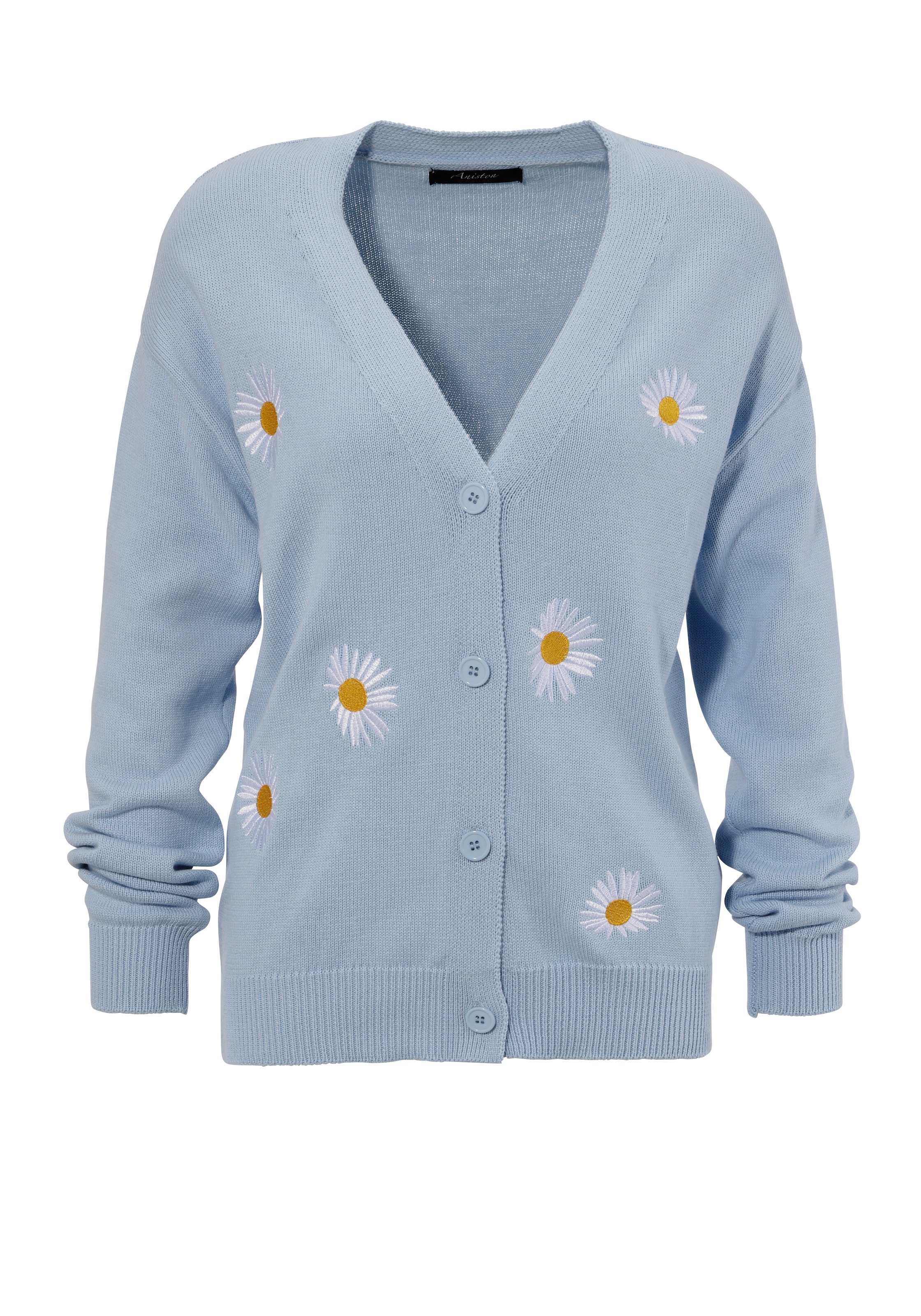 Aniston CASUAL Strickjacke , mit aufgestickten Margeriten verziert