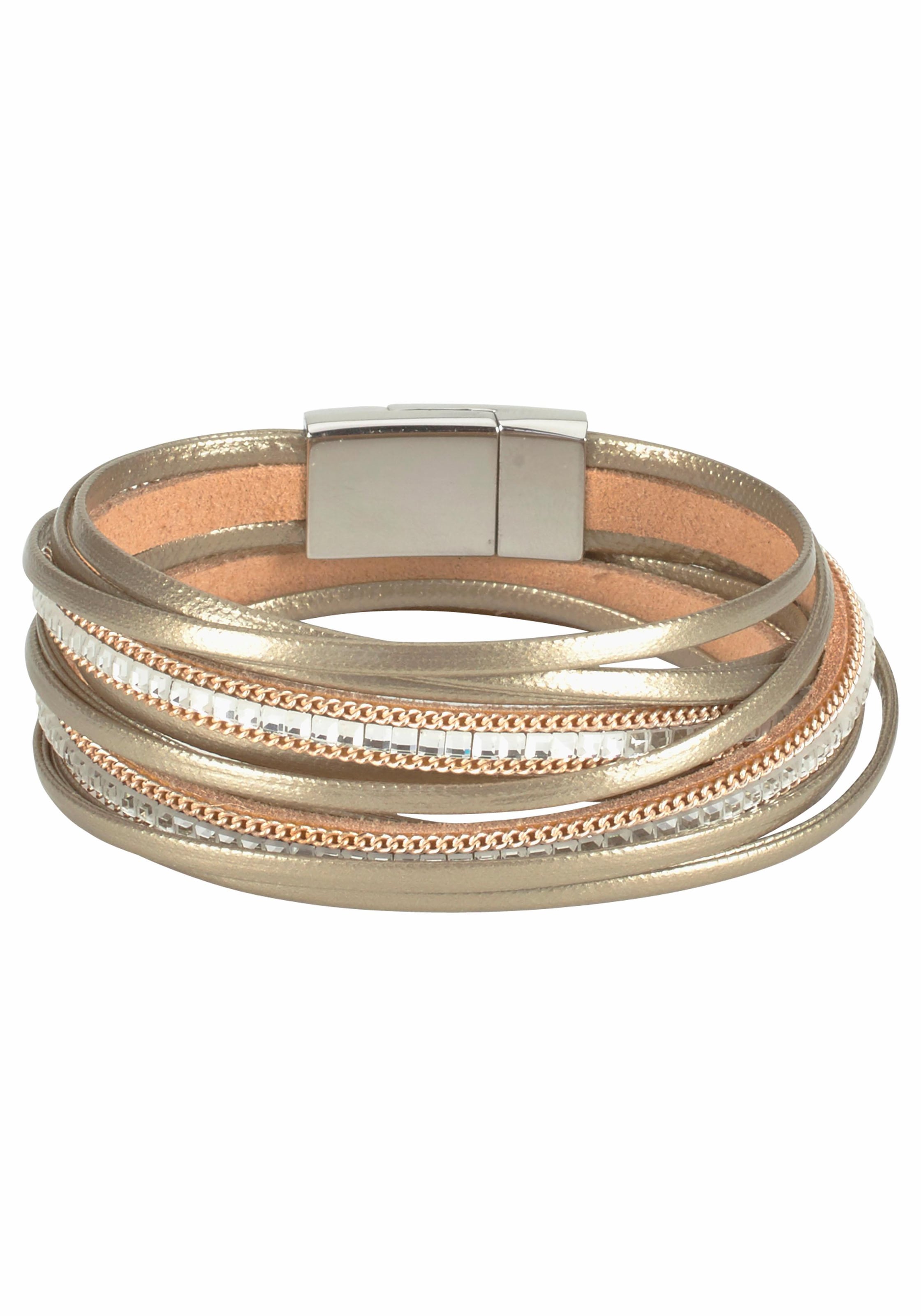 Firetti Wickelarmband »im Metallic Look« mit Glasstein