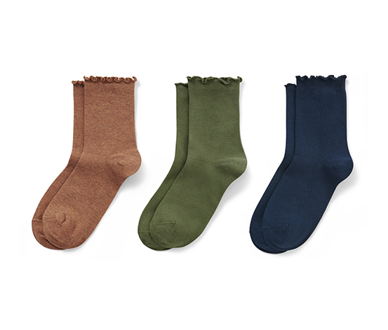 3 Paar Socken mit Rüschenkante