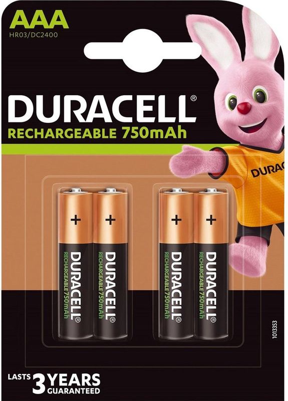 Duracell Rechargeable AAA 750mAh batterijen - 4 stuks