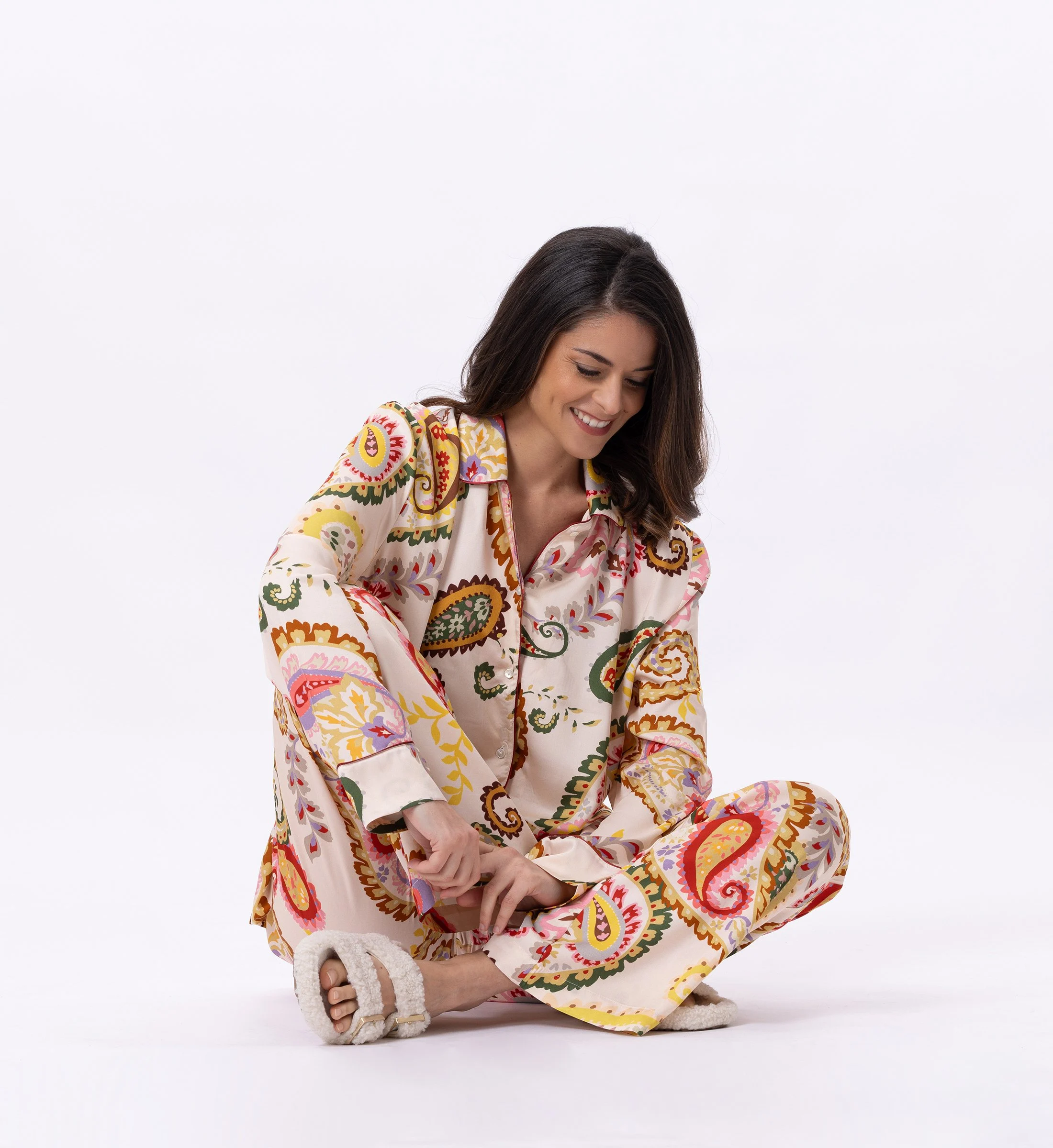 ALLEGRA 806 - Pyjama boutonné en viscose | Multicolore
