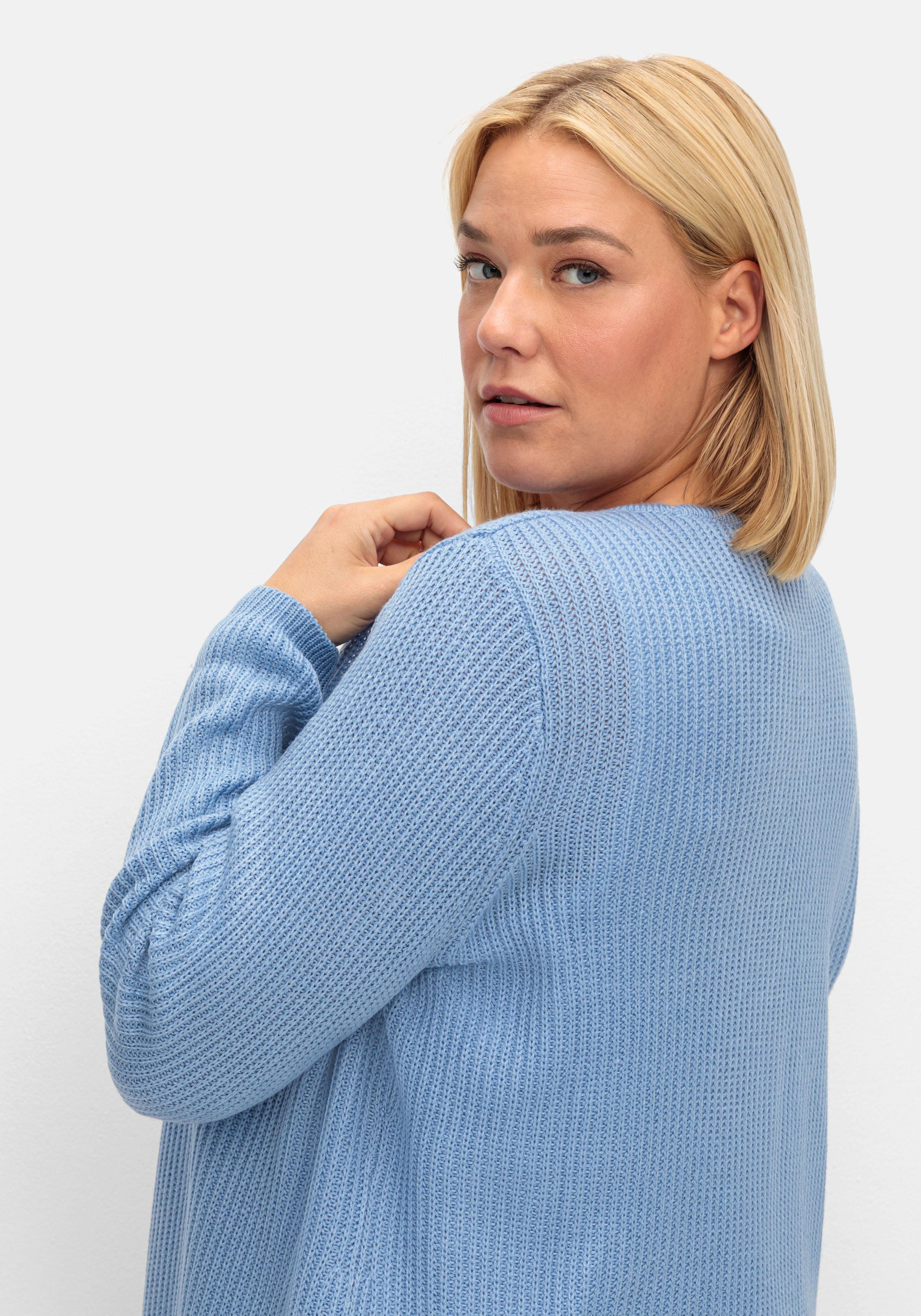 Longstrickjacke in verschlussloser Form, in Rippstrick