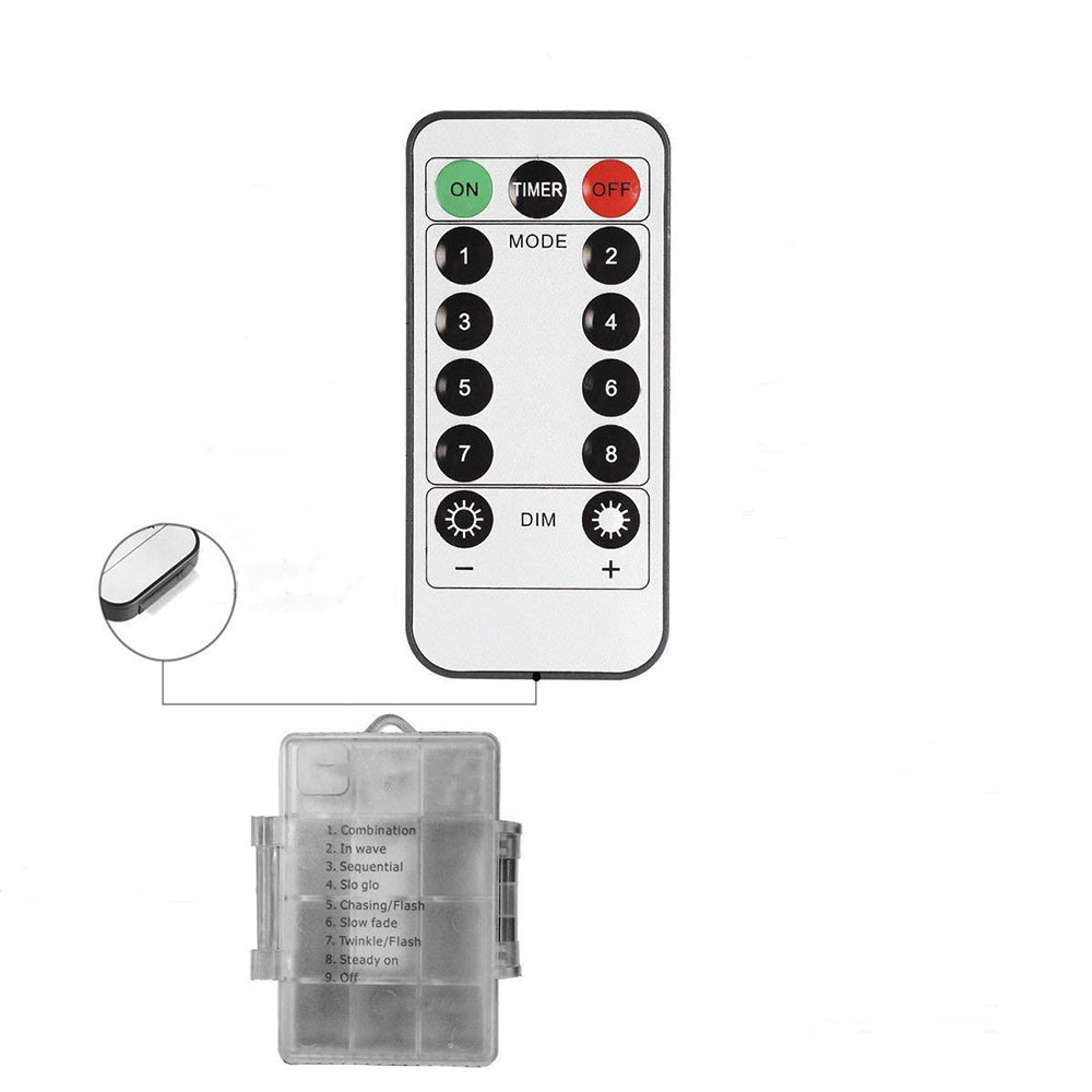 (7m) 50 LED's Deko Lichterkette Beleuchtung 8 Modi   Fernbedienung (Batteriebetrieben) - Bunt
