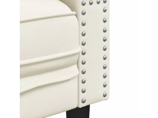Canapé Chesterfield avec traversins 3 places crème velours