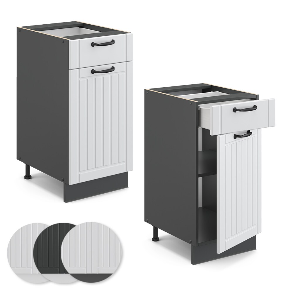 Vicco Schubunterschrank 40 cm FAME Line Küchenschrank Küchenzeile Landhaus Weiß Anthrazit