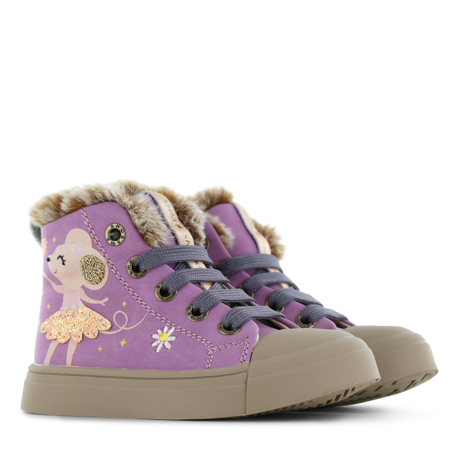 Shoesme rosa Schnür-Ballerina-Stiefel