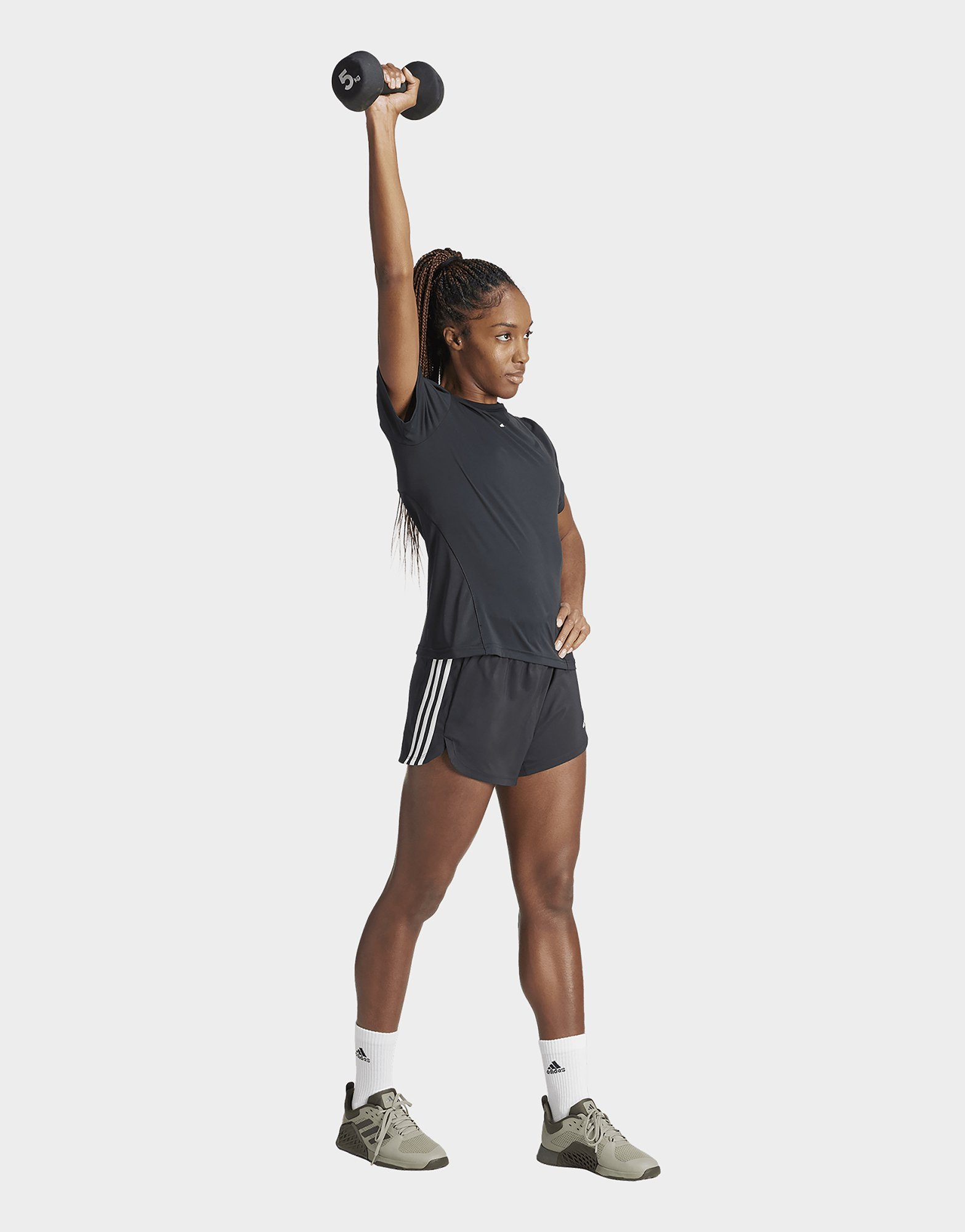 adidas Short de training taille haute toile Pacer 3 bandes