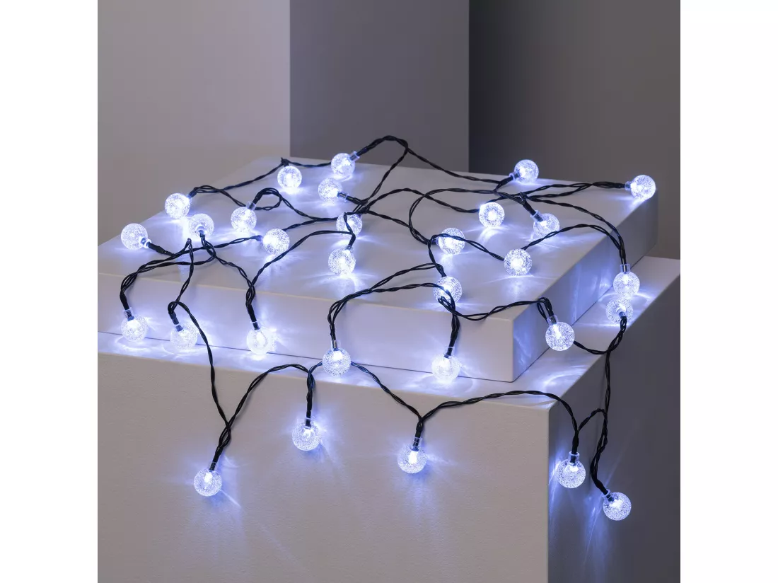 Guirlande LED Extérieure Solaire 30 Boules 5m 5000K Blanc froid