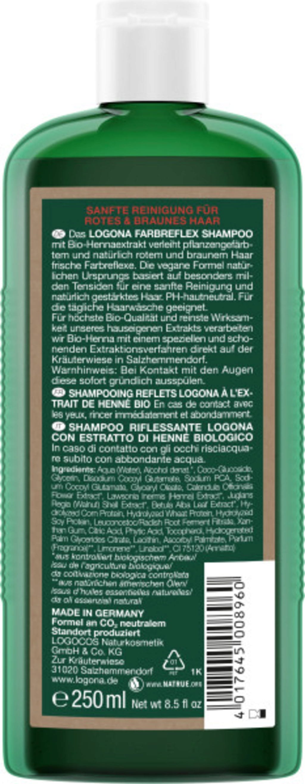 LOGONA  Farbreflex-Shampoo Rot-Braun, 250 ml