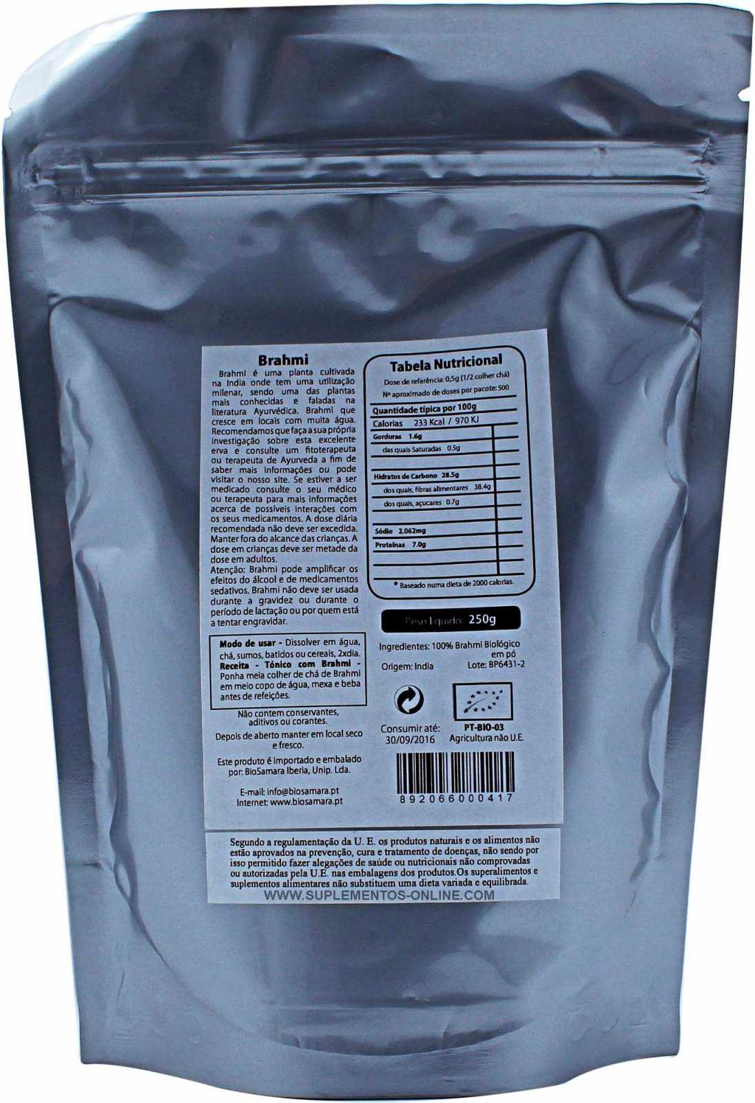 Pó de Brahmi Biosamara 125g