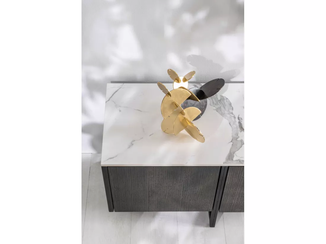 Alpha Meuble TV (180 x 40 x H 45 cm) en céramique gris foncé