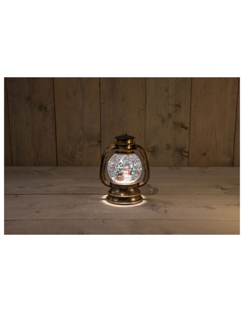 Anna's Collection Lantaarn Met Sneeuwman - Kerstverlichting - 13.5x20 cm Warm Wit