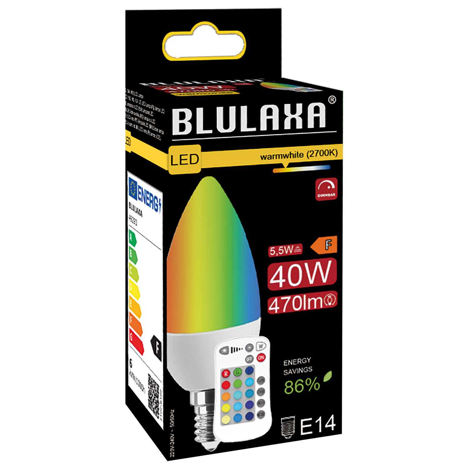 BLULAXA LED SMD Lampe Kerzenform E14 warmweiß 2700K 470lm